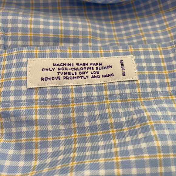 Brooks Brothers Non-Iron Blue & Yellow Small Plaid Shirt Size 16-32 - Picture 8 of 8